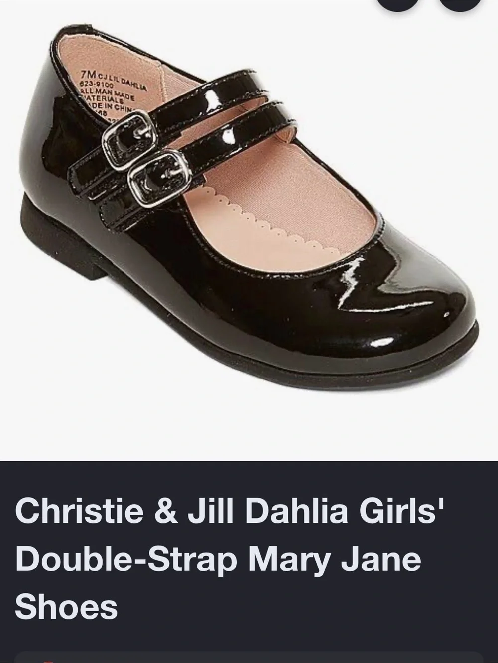Christie & Hill Kids Black Patent Double-Strap Mary Jane Dress Shoes. New no box